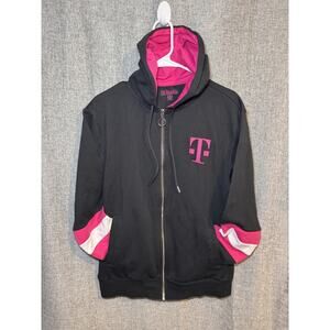 T-Mobile Men's Full Zip Hoodie Jacket Size Medium Black & Pink